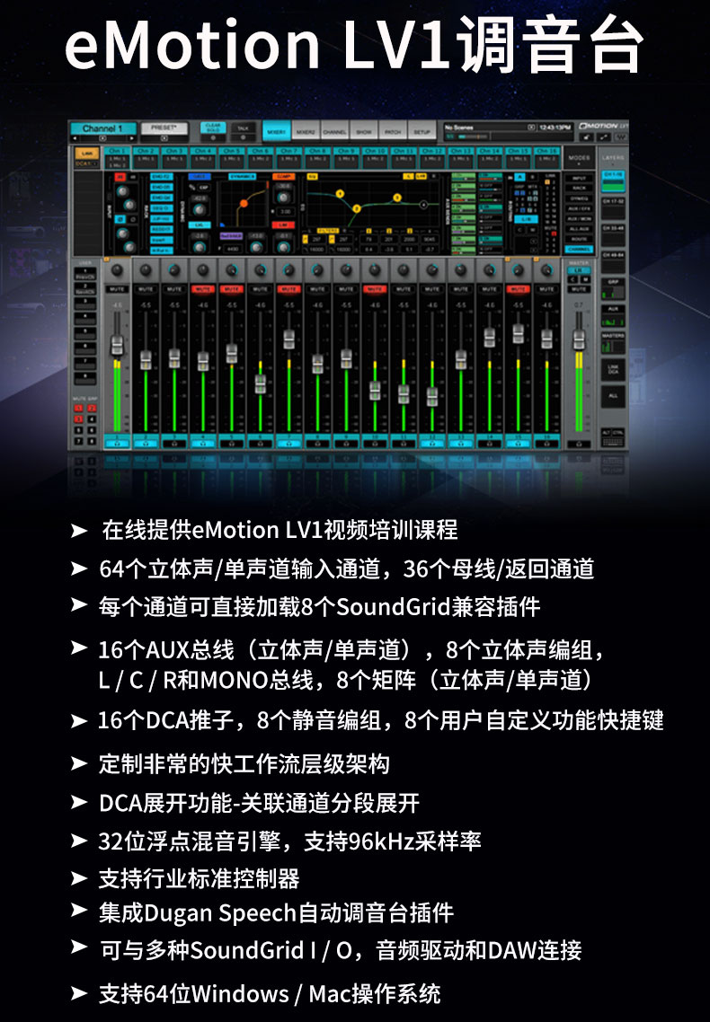  eMotion LV1 16路 数字调音台(图1)